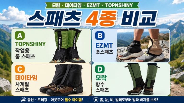 등산 스패츠 추천 2026｜모락·데이타임·EZMT·TOPNSHINY 4종 비교