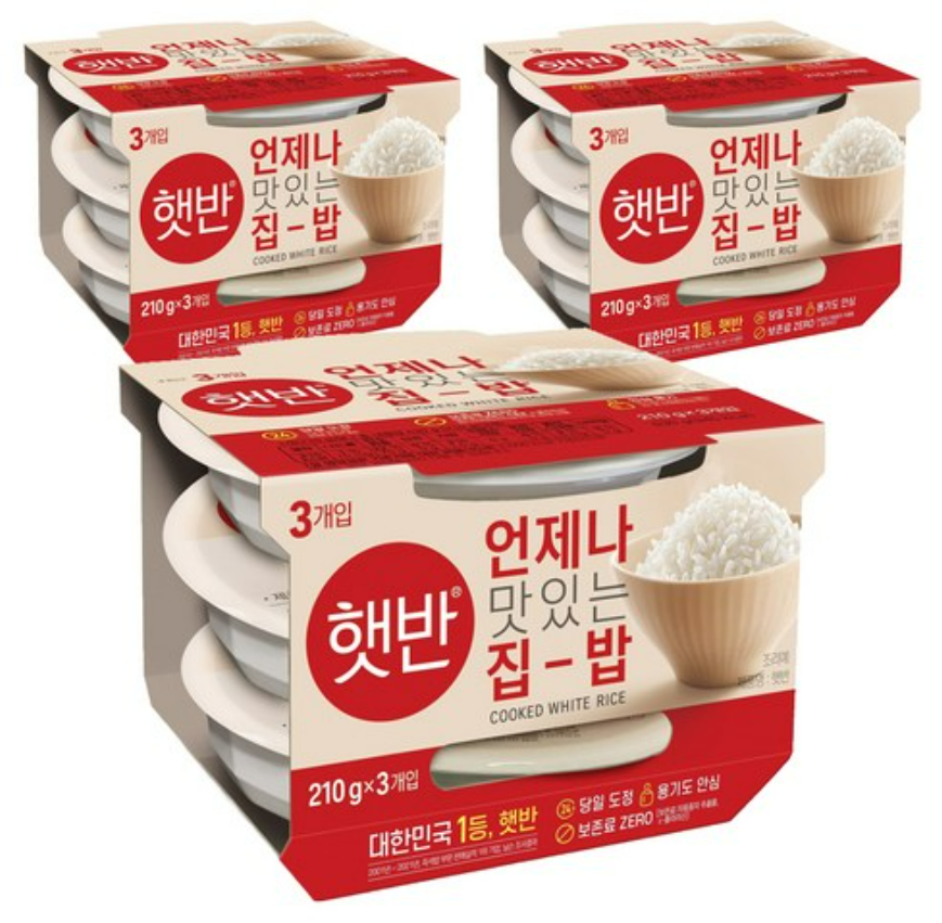 햇반 백미밥 210g 9개 즉석밥 쌀밥 할인정보 바로가기 제품 이미지
