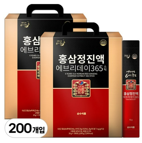 순수식품 홍삼정진액 에브리데이 365 스틱 10g 200개 대용량 할인정보 바로가기
