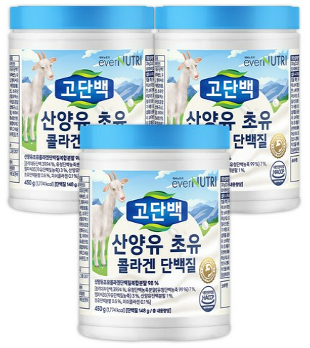 에버뉴트리 고단백 산양유 초유 콜라겐 단백질 450g 3개 총 1350g 할인정보 보러가기
